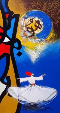 Anwer Sheikh, 18 x 36 Inch, Acrylic on Canvas, Calligraphy Painting, AC-ANS-048